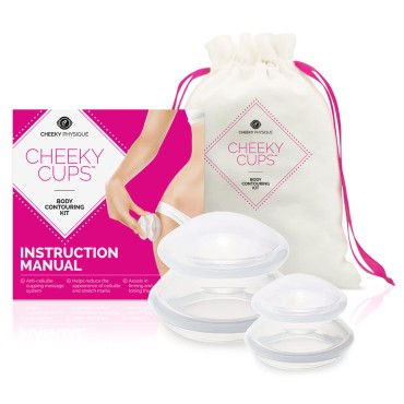 Cheeky Cups Cellulite Suction Cup Set - Anti Cellulite Cupping Massage for Skin Firming and Lymphatic Drainage - Vacuum Therapy Body Contouring Kit Include 2 Silicone Cups for Legs, Buttocks, Thighs