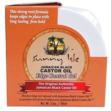 Sunny Isle Jamaican Black Castor Oil Edge Control Gel 3.5oz, Adds Moisture & Shine to Hair, Conditioning Extra Hold Control, Smoother & Clear Styling Edge and Frizz Tamer