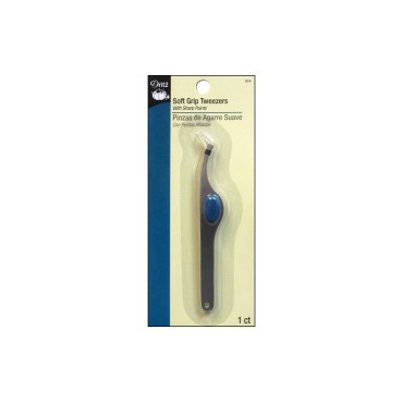 Dritz 818 Soft Grip Tweezers, 4 inches, Silver