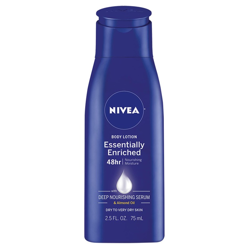 NIVEA Essentially Enriched Body Lotion, 48 Hour Moisture For Dry to Very Dry Skin, 2.5 Fl Oz