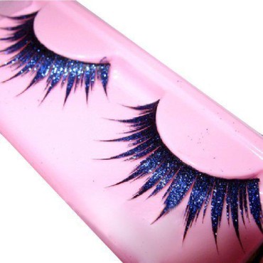 Goege Shiny Long and Thick Exaggerated False Eyelashes Extension for Women Girls Cosplay Fancy Ball Halloween (Blue)