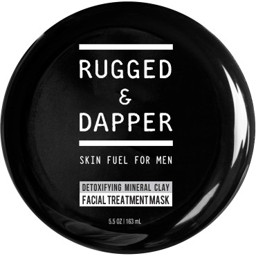 RUGGED & DAPPER Detox Mineral Clay Facial Mask | Natural Acne & Age Defense Treatment for Men- 5.5 Oz