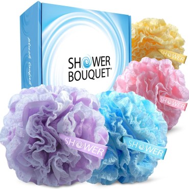 Loofah-Bath-Sponge Lace-Mesh-Set >> 2-Scrubs-in-1 ...
