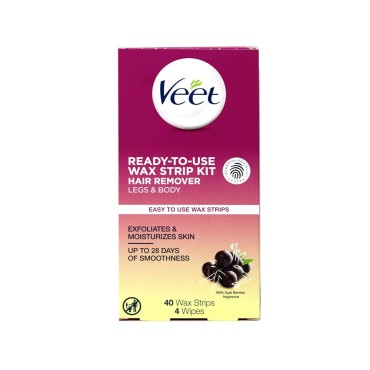 Veet Leg and Body Hair Remover Cold Wax Strips, 40 ct (Pack of 11)