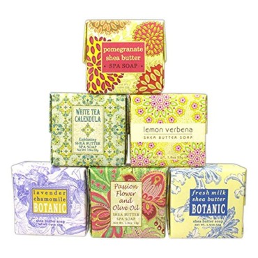 Bundle of 6 Greenwich Bay Trading Co. Soaps - 1.9oz Soaps in The Following Scents: Fresh Milk, Lemon Verbena, White Tea Calendula, Lavender Chamomile, Pomegranate Shea Butter, and Passion Flower and Olive Oil