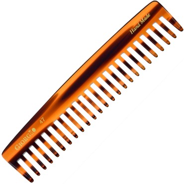 Giorgio G47 Large 6 Inch Hair Detangling Comb, Wide Teeth for Thick Curly Wavy Hair. Long Hair Detangler Comb For Wet and Dry. Handmade of Quality Cellulose, Saw-Cut, Hand Polished, Tortoise Shell