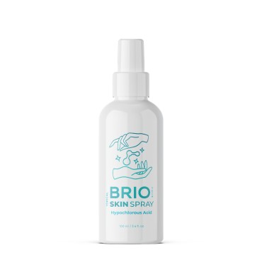 BRIOTECH Hypochlorous Acid Spray, Topical Skin Face & Body Mist, Support Irritations, Soothe Redness, Dry Skin & Scalp, Athletic Itch, Packaging May Vary