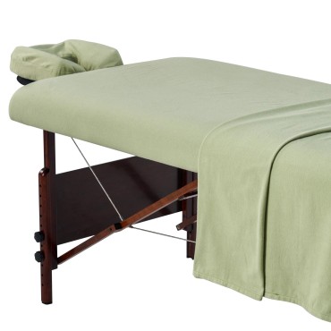 Master Massage Universal Massage Table Flannel Sheet Set 3 in 1 Table Cover, Face Cushion Cover, Table Sheet, Lily Green