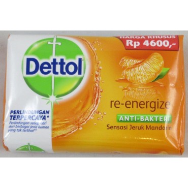 Dettol Anti-Bacterial Bar Soap, Re-Energize, 110 Gr / 3.9 Oz (Pack of 12)