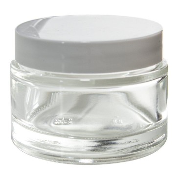 2 oz / 60 ml Clear Glass Thick Wall Balm Jars with White Foam Lined Smooth Lids (4 pack)
