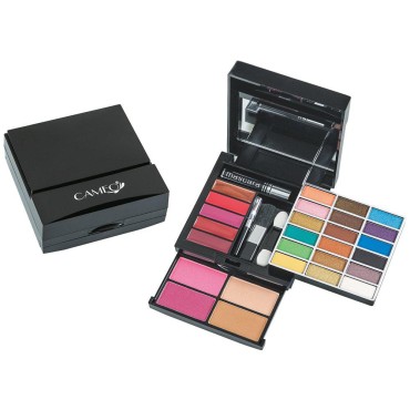 Cameo Cosmetics 31pc Compact Make Up Kit - 18 Eyeshadows, 2 Blushers, 2 Press Powders, 5 Lip Colors, 1 Mascara, 3 Applicators