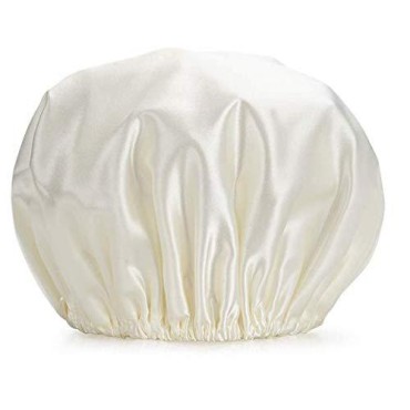 Huachnet Large -Size Waterproof Double Layers Women's Shower Caps (Beige)