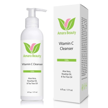 Amara Beauty Facial Cleanser with 15% Vitamin C, Aloe Vera, Rosehip Oil & Tea Tree Oil, 6 fl. oz.