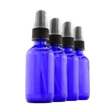 2 oz Cobalt Atomizer Bottles (4 Pack) Fine Sprayer Atomizer Glass Essential Oil Bottle, BPA Free