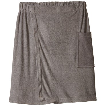 DII Men's Terry Shower Wrap Collection Adjustable with Velcro and Pocket, 54x20, Gray