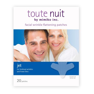 Toute Nuit Wrinkle Patches, Face Tape, Jet - Extra Large UNISEX Frown Lines Plus and Forehead - 20 Patches