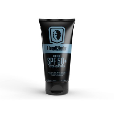 HeadBlade HeadLube SPF 50 Men's Lotion and Sunscreen - No Greasiness, Formulated for Face, Body & Scalps - Water Resistant for 80 Minutes, 5 fl oz