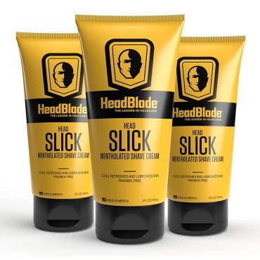 HeadBlade HeadSlick Men's Head & Skull Shaving Cream | No more Nick, Cuts, or Razor Burns | 5 oz (3 Pack)