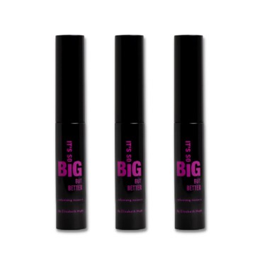 Elizabeth Mott Black Volumizing Smudge-Proof Cruelty Free Lengthening Fiber Mascara with Hourglass Wand,Water-Resistant,No Clump,Safe for Eye Lash Extensions,Travel-friendly Mini Trio Set-4mlx3