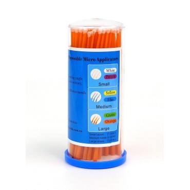 100 PCS Eyelash Extension Disposable Swab Applicators Micro Brush (Orange)