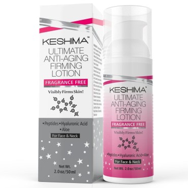 Keshima Face & Neck Firming Cream - Fragrance Free - Tightens Loose and Sagging Skin - Smooths Wrinkles and Fine Lines - 2 Oz.