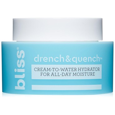 bliss Drench and Quench Cream-To-Water Daily Moisturizer and Hydrating Skin Cream for Balancing and Brightening, Vegan Formula, 1.7 Ounce