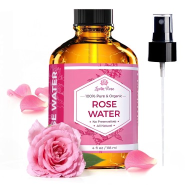 Rose Water Spray for Face by Leven Rose - Pure Natural Moroccan Rosewater Hydrosol Face Spray - Rose Water for Hair 4 oz