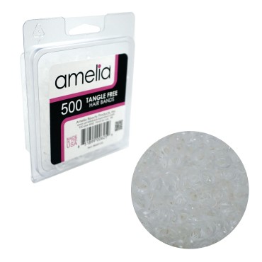 Amelia Beauty | 1/2in, Clear, Tangle Free Elastic Pony Tail Holders | Made in USA | 500 Pack