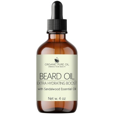 OPO - Organic Pure Oil Beard Oil 4 oz Sandalwood 100% Pure Natural Non-GMO Vegan Beard Oil for Men Mustache Oil for Fast Growing Beard and Mustache Natural Facial Hair Eyelash Eyebrows Conditioner