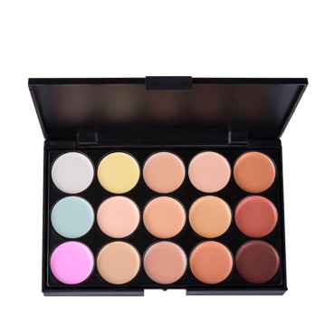 15 Colors Hydrating Cream Concealer Palette, Pure Vie Long Lasting Full Coverage Correcting Concealer Palette Foundation Camouflage Makeup Contour Kit for Conceals Corrects Dark Circles Acne Blemish#1