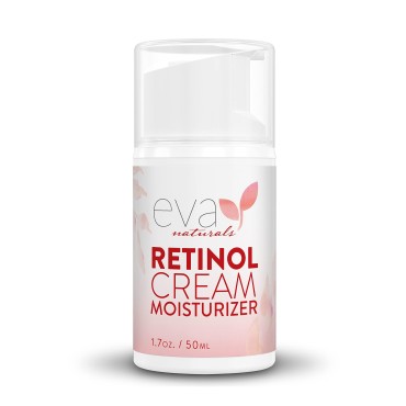 Eva Naturals Anti-Aging Retinol Cream - Day & Night Moisturizer with Hyaluronic Acid & Vitamin E, Reduces Fine Lines & Dark Spots (2 oz)