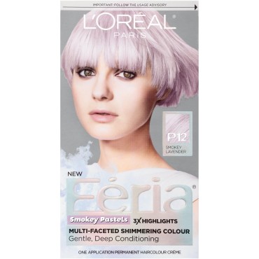 L'Oréal Paris Feria Pastels Hair Color, P12 Lavender Dusk (Smokey Lavender)