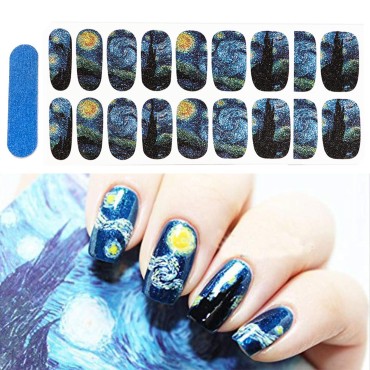 3D Van Gogh's Starry Night Fullnail Stickers, Full...