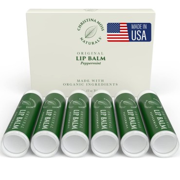 Peppermint Lip Balm - Lip Therapy, Lip Moisturizer for Very Dry Lips with Coconut Oil & Beeswax, Lip Balm Set of 6, Flavored Lip Balm, Lip Care for Mens, Womens and Kids Chapstick