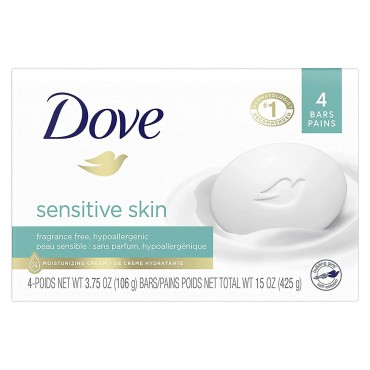 (PACK OF 4 BARS) Dove Unscented Beauty Soap Bar: S...