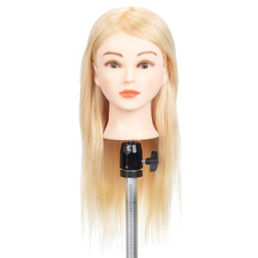 GEX 100% Blonde Human Hair Training Practice Head Styling Dye Cutting Mannequin Manikin Head Without Wig Clamp 613# (18
