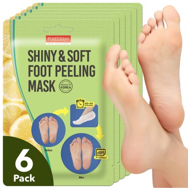 Purederm Foot Peeling Mask Set Exfoliating Foot Peel Spa Mask For Baby Soft Skin W/Sunflower Seed Oil & Lemon Extract - For Men & Women - Removes Dead Skin & Calluses In 2 Weeks, Pack of 3
