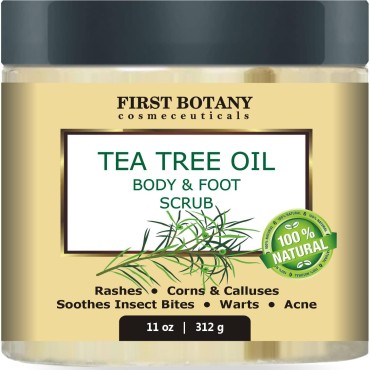 100% Natural Tea Tree Oil Body & Foot Scrub with D...