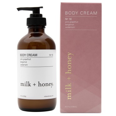 milk + honey Rich Body Cream No. 16, Pink Grapefruit, Bergamot and Cardamom, Body Cream for Women and Men, Ultra-Nourishing Moisturizing Lotion, 8 oz.