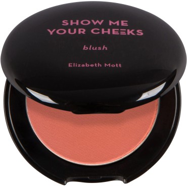 Elizabeth Mott Natural Pink Blush Makeup - Show Me Your Cheeks Blush Natural Glow - Cruelty Free - Buildable & Blendable Cheek Blush with a Light Shimmer - Compact Blusher, Peach Pink