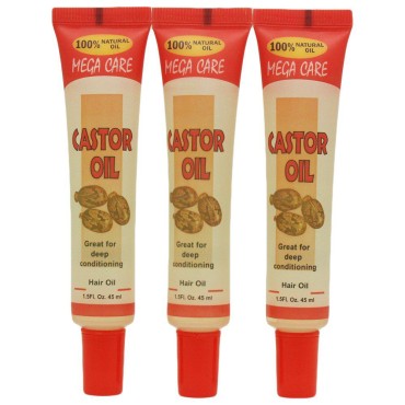 Sunflower Cosmetics Mega Care Tube Hair Oil 1.5oz (3 Pack) (Castor Oil)
