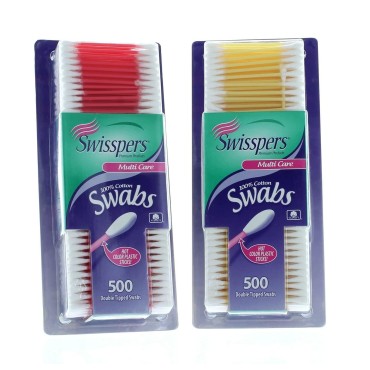 Swisspers Double Tipped Cotton Swabs 500 ea (Pack of 2)