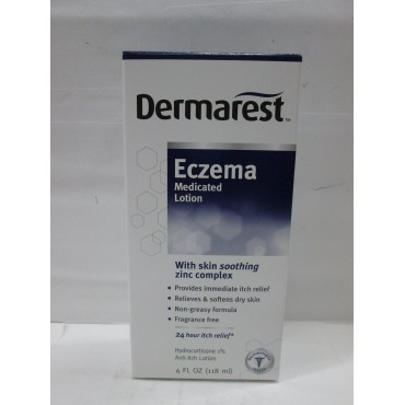 Dermarest Eczema Medicated Lotion, Fragrance Free 4 fl oz (118 ml) package of 3