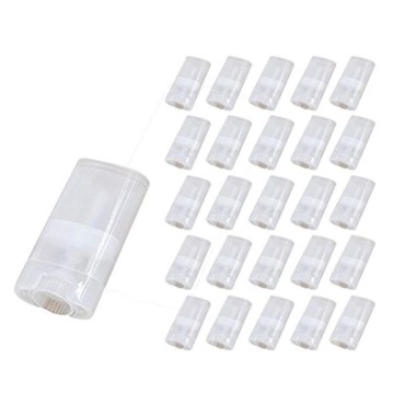 Goege 15 ML Clear Empty Plastic Oval Deodorant Containers Lip Balm Tubes for Lipstick, Crayon,chapstick,homemade Lip Balm,BPA Free (25 Pcs)