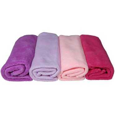 EcoSol Designs Plush Microfiber Towels/WASHCLOTHS, Ultra Soft Thick (Pink Dark, Pink Light, Purple, Lavender)