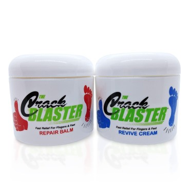 Crack Blaster Repair - Cracked Skin, Heel, Finger Healing Balm and Crack Blaster Revive Dry Skin and Body Cream