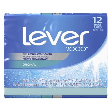 Lever 2000 Bar Soap Refreshing Body Soap and Facial Cleanser Original Effectively Washes Away Bacteria 4 oz 12 Bars