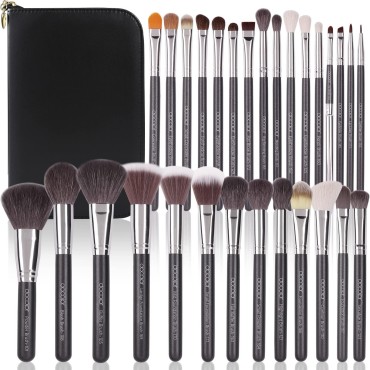 Docolor Professional Makeup Brush Set 29Pcs Makeup Brushes Premium Goat Synthetic Hair Kabuki Foundation Blending Face Powder Blush Concealers Eye Shadows Make Up Brushes Kit with PU Leather Case