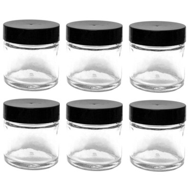 2 Ounce Glass Jars with Smooth Foam Lined Lids (6 Pack, Clear)