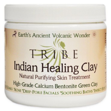TRIBE | Calcium Bentonite Indian Healing Clay | 100% Natural Desert Sourced | Deep Pore Facial Cleanser, Detoxify Body, Face, Hair. | Purify Skin | 16oz